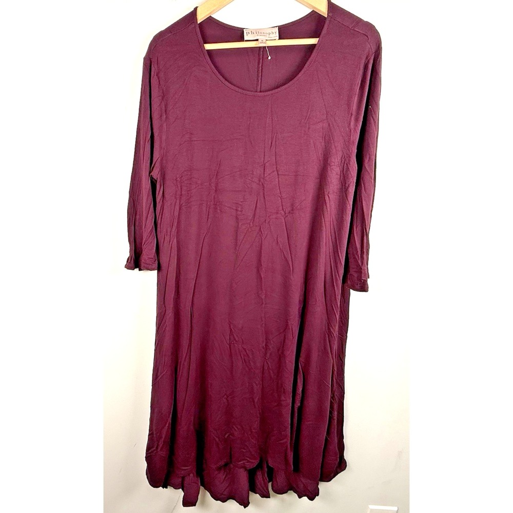 Philosophy Plum Long Sleeve Dress Size XL Minimalist Capsule Wardrobe